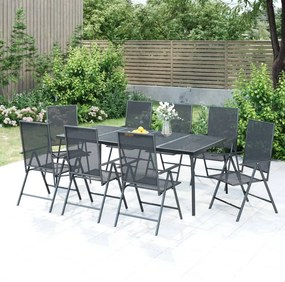 vidaXL Σετ Τραπεζαρίας Κήπου 9 Τεμαχίων Ανθρακί από Ατσάλι