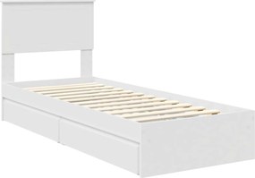 vidaXL Κρεβάτι Αποθήκης Λευκό 75 x 190 cm Επεξεργασμένο ξύλο