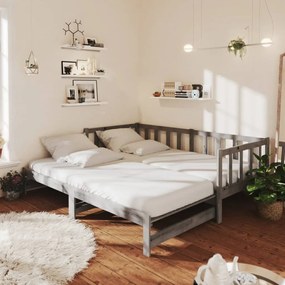 vidaXL Καναπές Κρεβάτι Γκρι 2 x (90 x 200) εκ. από Μασίφ Ξύλο Πεύκου