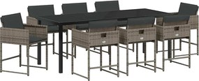 vidaXL Σέτ φαγητού για κήπο 9 pcs Γκρι συνθετικό ρατάν