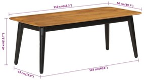 vidaXL Τραπεζάκι Σαλονιού 110 x 50 x 40 εκ. Μασίφ Ξύλο Μάνγκο &amp; Σίδερο