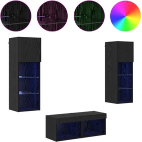 vidaXL Βάσεις τηλεόρασης Επιτοίχιο 4 pcs Μαύρη Οξυά Επεξεργασμένο ξύλο