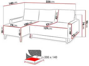 Γωνιακός καναπές  Oviedo-Kafe