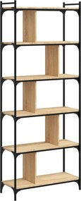 vidaXL Βιβλιοθήκη 6 Επιπέδων Sonoma Δρυς 76 x 32 x 192 εκ. Επεξ. Ξύλο