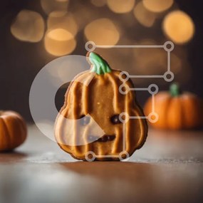 Intra Συλλεκτικό Ξύλινο Παζλ Plywood 4mm - Μπισκότο κολοκύθας αποκριών πάνω από κολοκύθες Σε Ξύλινο Κουτί - Διαστάσεις Puzzle: 10x10 cm – 25 κομμάτια