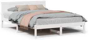 vidaXL Λευκό Κρεβάτι Λευκό Μασίφ ξύλο πεύκου 140 x 200 εκ. Κρεβάτι