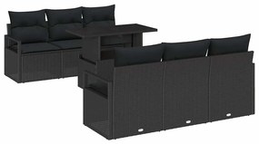 vidaXL Σετ Καναπέ Κήπου με μαξιλάρι 7 pcs Μαύρο 100 x 55 x 73 εκ