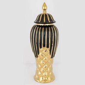 Βάζο Κεραμικό Με Καπάκι 752-20117 15.5x35cm Black-Gold Estheti Home κεραμικο