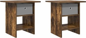 vidaXL Κομοδίνο 2 τεμ. Καπνιστό Δρύς 41 x 40 x 45 εκ