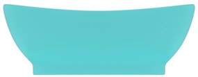 Νιπτήρας με Υπερχείλ. Οβάλ Αν. Πράσινο Ματ 58,5x39 εκ Κεραμικός - Πράσινο