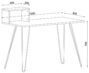 ΓΡΑΦΕΙΟ ARTELIBRE SIKINOS ΦΥΣΙΚΟ/ΜΑΥΡΟ 120X60X76CM