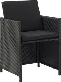 vidaXL Σετ Τραπεζαρίας Εξ. Χώρου 11 τεμ Μαύρο Συνθ. Ρατάν με Μαξιλάρια