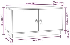 Έπιπλο Τηλεόρασης Μαύρο 80 x 34 x 40 εκ. από Μασίφ Ξύλο Πεύκου - Μαύρο