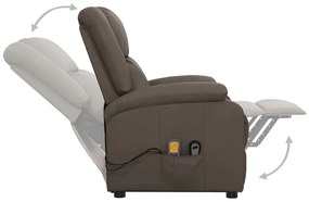 vidaXL Πολυθρόνα Μασάζ Ανακλινόμενη Γκρι Συνθετικό Δέρμα