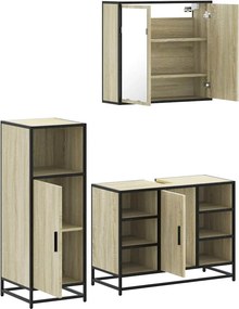vidaXL Σετ Επίπλων Μπάνιου 3 Τεμαχίων Sonoma Δρυς Επεξεργασμένο Ξύλο