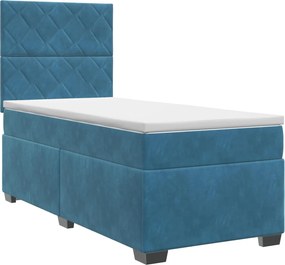 vidaXL Κρεβάτι box spring με στρώμα Μπλε 90 x 190 cm Βελούδο