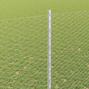 vidaXL Εξωτερική εξάγωνη περίφραξη με στήλη 10 x 1,6 m Ασημί Δίχτυ