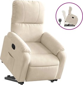 vidaXL Πολυθρόνα Ανακλινόμενη με Ανύψωση Μπεζ Ύφασμα Μικροϊνών