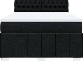 vidaXL Κρεβάτι Boxspring με Στρώμα Μαύρο 140x190 εκ. Υφασμάτινο
