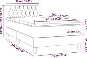 vidaXL Κρεβάτι Boxspring με Στρώμα Μπλε 90x200 εκ.Υφασμάτινο