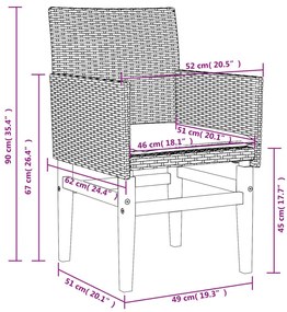 Καρέκλες Κήπου 2 τεμ. Μπεζ Συνθ. Ρατάν/Μασίφ Ξύλο+Μαξιλάρια - Μπεζ