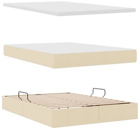 vidaXL Κρεβάτι με αποθηκευτικό χώρο και στρώμα Κρέμ 140 x 200 cm