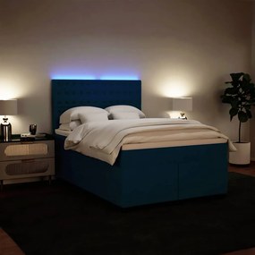 vidaXL Κρεβάτι Boxspring με Στρώμα Μπλε 160x200 εκ. Βελούδινο