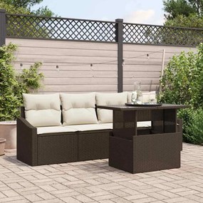 vidaXL Σετ Καναπέ Κήπου 5 pcs Καφέ και κρεμ 100 x 55 x 73 εκ