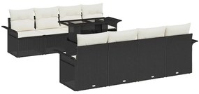 vidaXL Σετ Καναπέ Κήπου με μαξιλάρι 9 pcs Μαύρο Πολυ ράταν
