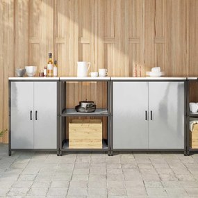 vidaXL Σετ Αποθήκευσης Κουζίνας με ράφι 3 pcs Ασημί Ανοξείδωτο ατσάλι