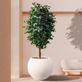 GloboStar® Artificial Garden MURANO 20766 Επιδαπέδιο Πολυεστερικό Τσιμεντένιο Κασπώ Γλάστρα - Flower Pot Λευκό Φ90 x Υ70cm