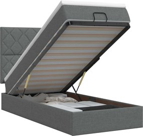 vidaXL Κρεβάτι Ottoman με στρώμα Σκούρο Γκρι 100 x 200 cm Ύφασμα