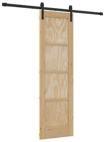 vidaXL Συρόμενη Πόρτα με Σετ Υλικών 61x198.5 cm Συμπαγές Ξύλο Πεύκου