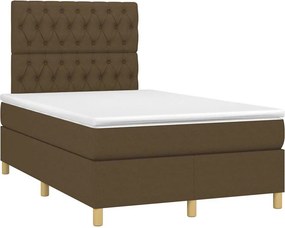 vidaXL Κρεβάτι Boxspring με Στρώμα Σκούρο Καφέ 120x190 εκ Υφασμάτινο