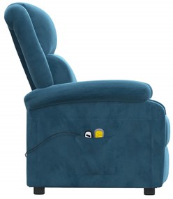 vidaXL Πολυθρόνα Μασάζ Ηλεκτρική Μπλε Βελούδινη