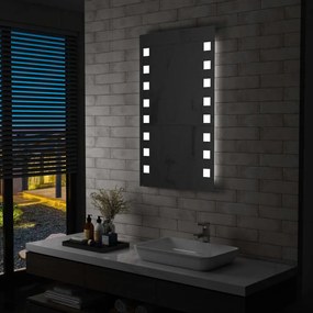 Καθρέφτης Μπάνιου Τοίχου με LED 60 x 100 εκ. - Ασήμι
