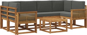 vidaXL Σειρά Καναπέ Εξωτερικού 7 pcs Φυσικό και Ανθρακί Πολυεστέρας