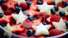 Intra Συλλεκτικό Ξύλινο Παζλ Plywood  4mm - Fruit Bowl με αστέρια για τη γιορτή της 4ης Ιουλίου Σε Ξύλινο Κουτί - Διαστάσεις: 10x10 cm – 25 κομμάτια