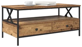 vidaXL Τραπεζάκι σαλονιού with Drawer Παλαιό ξύλο 100 x 51 x 45 cm