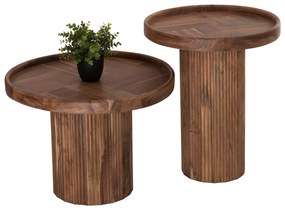 Intrahome ΣΕΤ 2ΤΜΧ ΤΡΑΠΕΖΙΑ ΣΑΛΟΝΙΟΥ ΣΤΡΟΓΓΥΛΑ SEDGE ΜΑΣΙΦ ΑΚΑΚΙΑ Φ90 &amp; Φ40εκ. intraho-0007727