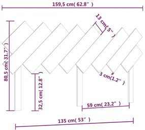 vidaXL Κεφαλάρι Κρεβατιού Λευκό 159,5x3x80,5 εκ. από Μασίφ Ξύλο Πεύκου