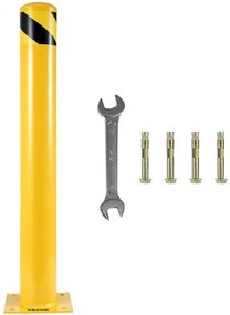 VEVOR Safety Bollard, 48 Inch Height Bollard Post, 4.5 Inch Diameter Steel Pipe Safety Bollard Post, Yellow Steel Bollard, Steel Safety Bollard with 8 Anchor Bolts, Perfect for Traffic-Sensitive Area