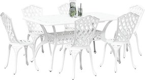 vidaXL Σέτ φαγητού για κήπο 7 pcs Λευκό Αλουμίνιο