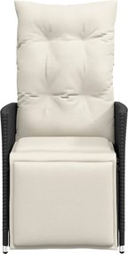 vidaXL Πολυθρόνες Κήπου Ανακλ/νες 2 τεμ. Μαύρες Συνθ. Ρατάν+Μαξιλάρια