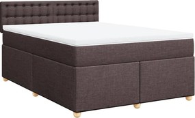 vidaXL Κρεβάτι Boxspring με Στρώμα Σκούρο Καφέ 140x190 εκ. Υφασμάτινο