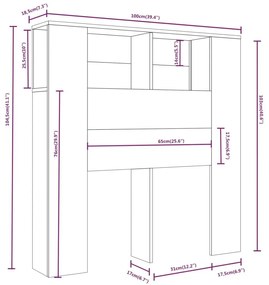 Κεφαλάρι Με Αποθηκευτικό Χώρο Μαύρο 100 x 18,5 x 104,5 εκ. - Μαύρο