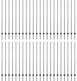 vidaXL Ασημένιοι Πόλοι Φράχτη 44 pcs Γκρι Χάλυβας με επίστρωση πούδρας