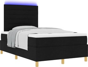 vidaXL LED Κρεβάτι με βάθρο με στρώμα Μαύρο 120 x 190 cm ύφασμα