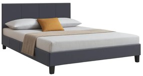 Κρεβάτι Flat Megapap από τεχνόδερμα χρώμα μαύρο ματ 140x190εκ.