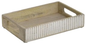 Inart Δίσκος Ξύλινος 31x20x6cm Φυσικό Μπεζ-Λευκό 3-70-803-0097